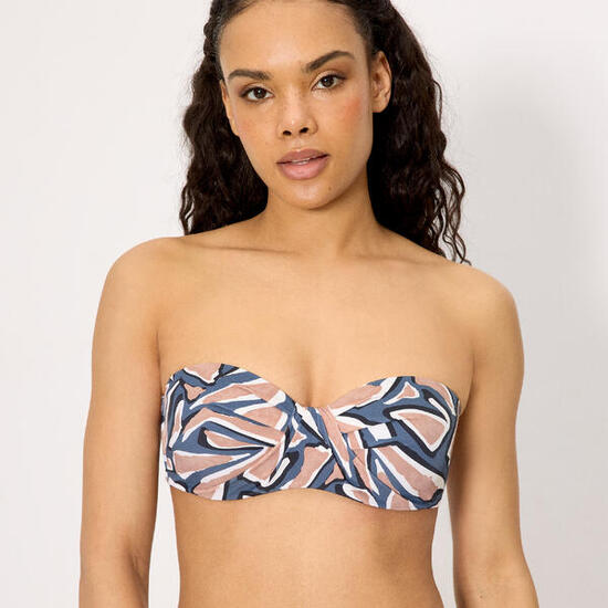 Top bikini bandeau estampado copas C y D