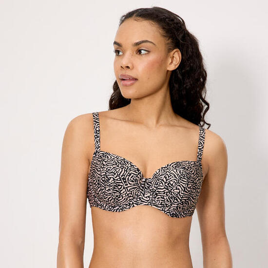 Top bikini estampado con brillo copa C
