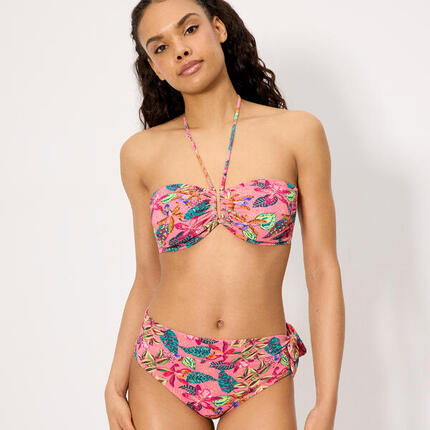 Conjunto de bikini top reductor y braga multiposición piqué estampado tropical c