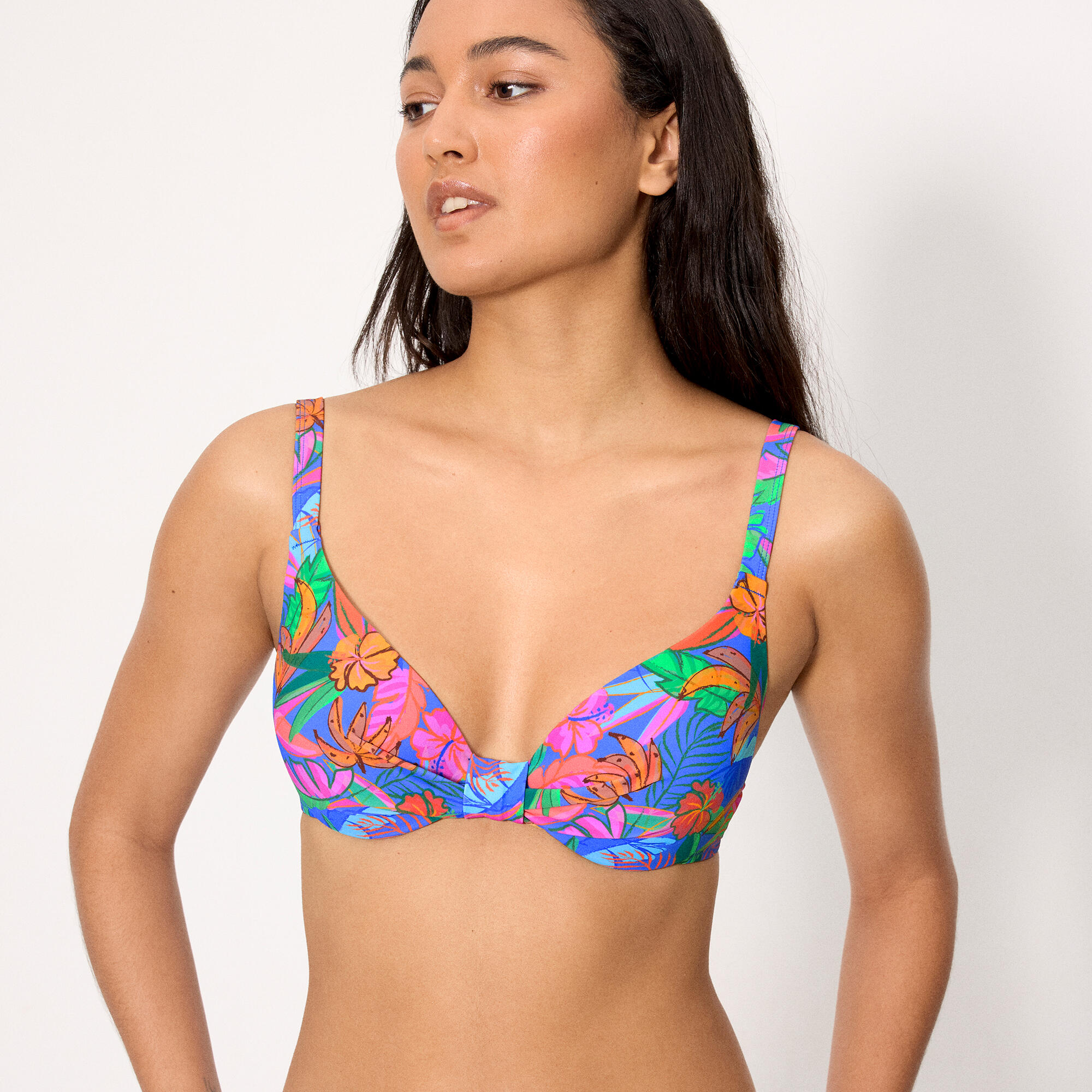 Haut de bikini à imprimé tropical, bonnet B 1/3