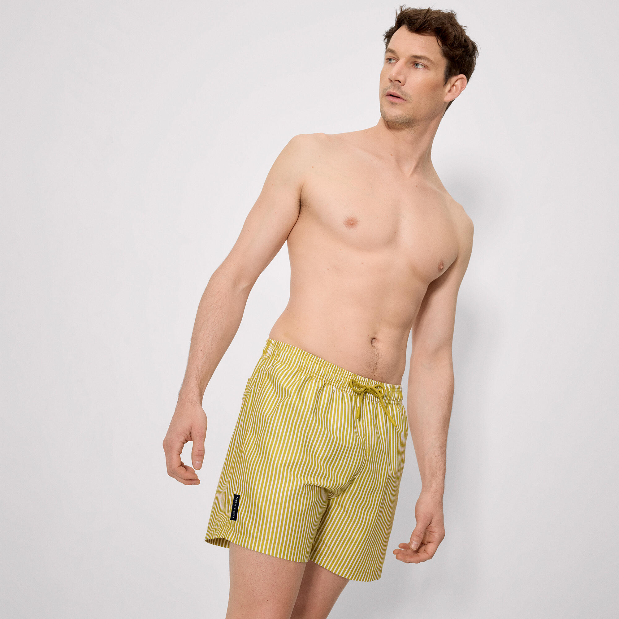 Bañador medio estampado rayas amarillo 3/5