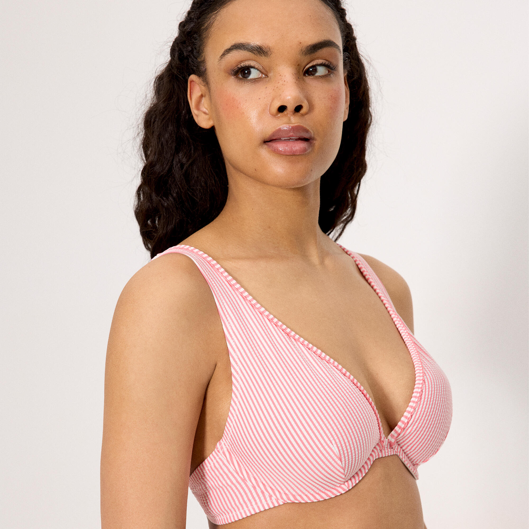 Haut de bikini amincissant en mousseline rose, bonnet C 2/4