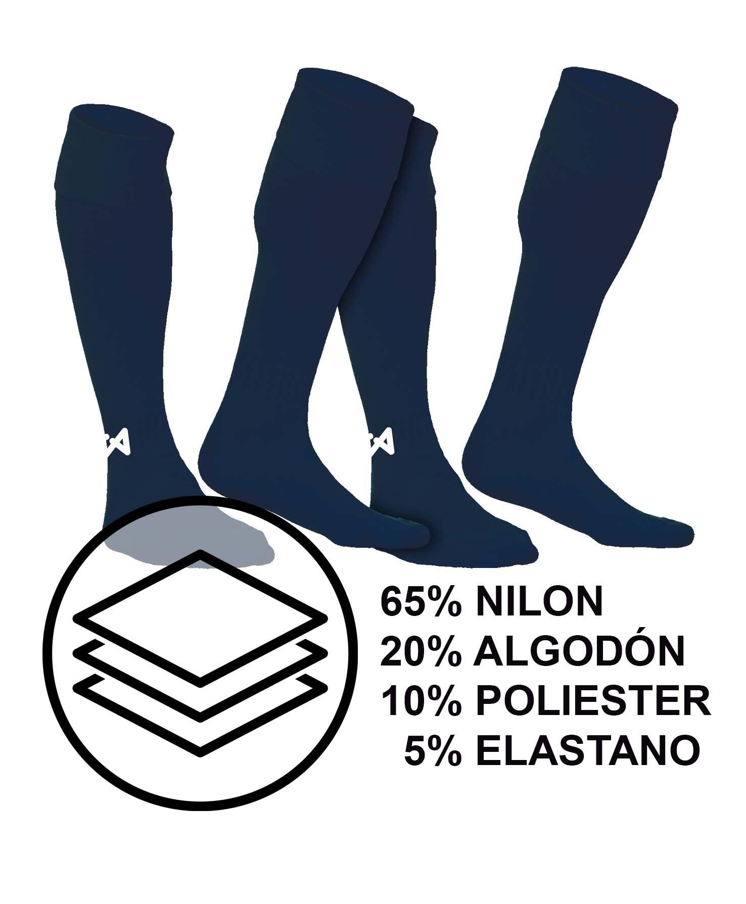 Embalagem de 2 pares de meias de futebol Asioka Soccer Navy anti-borboto. 5/6