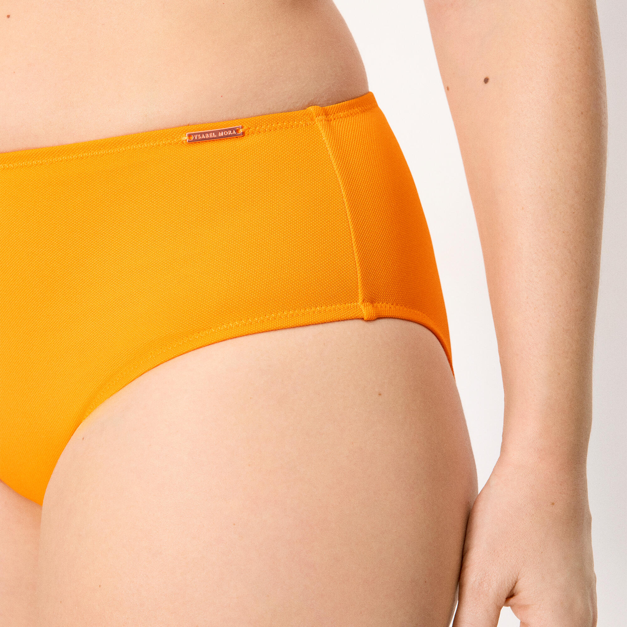 Culotte de bikini amincissante taille haute en micropiqué jaune 4/4