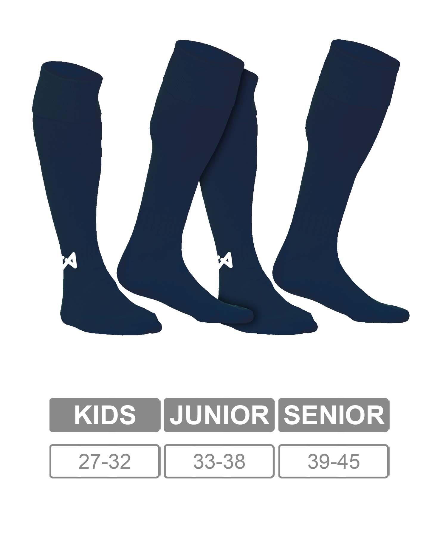 Embalagem de 2 pares de meias de futebol Asioka Soccer Navy anti-borboto. 4/6
