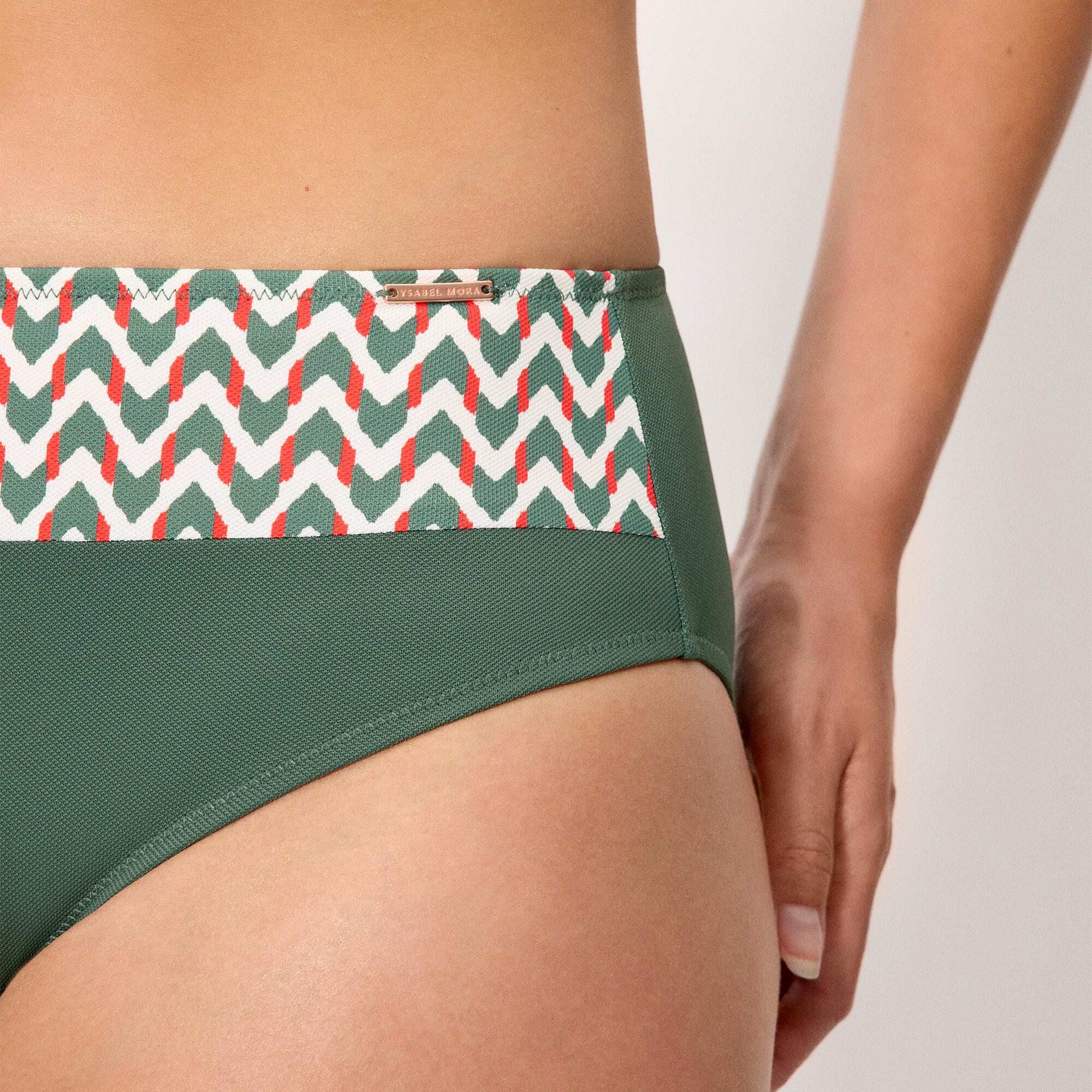 YSABEL MORA Slip Bikini Alta Riduzione In Micropiqué Verde – Compressione Modellante, Vita Alta, Taglia XXL