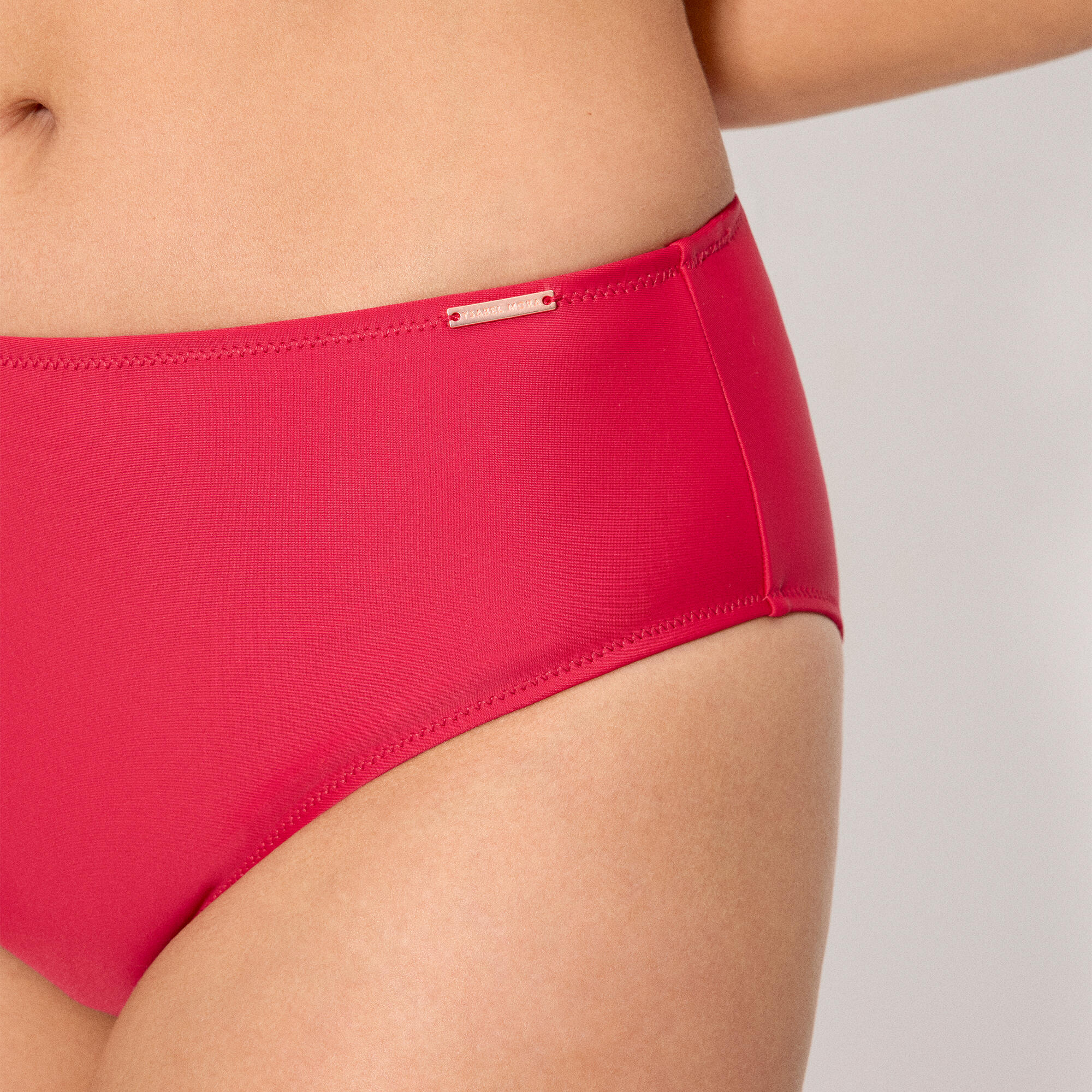 Culotte de bikini rouge taille haute amincissante 4/4