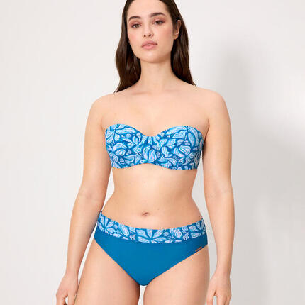 Conjunto de bikini bandeau flores azul copa C