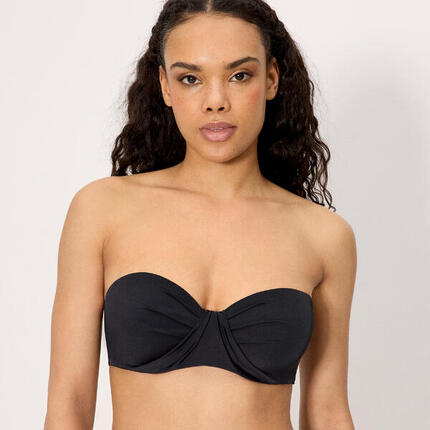 Haut de bikini bandeau noir, bonnets C et D