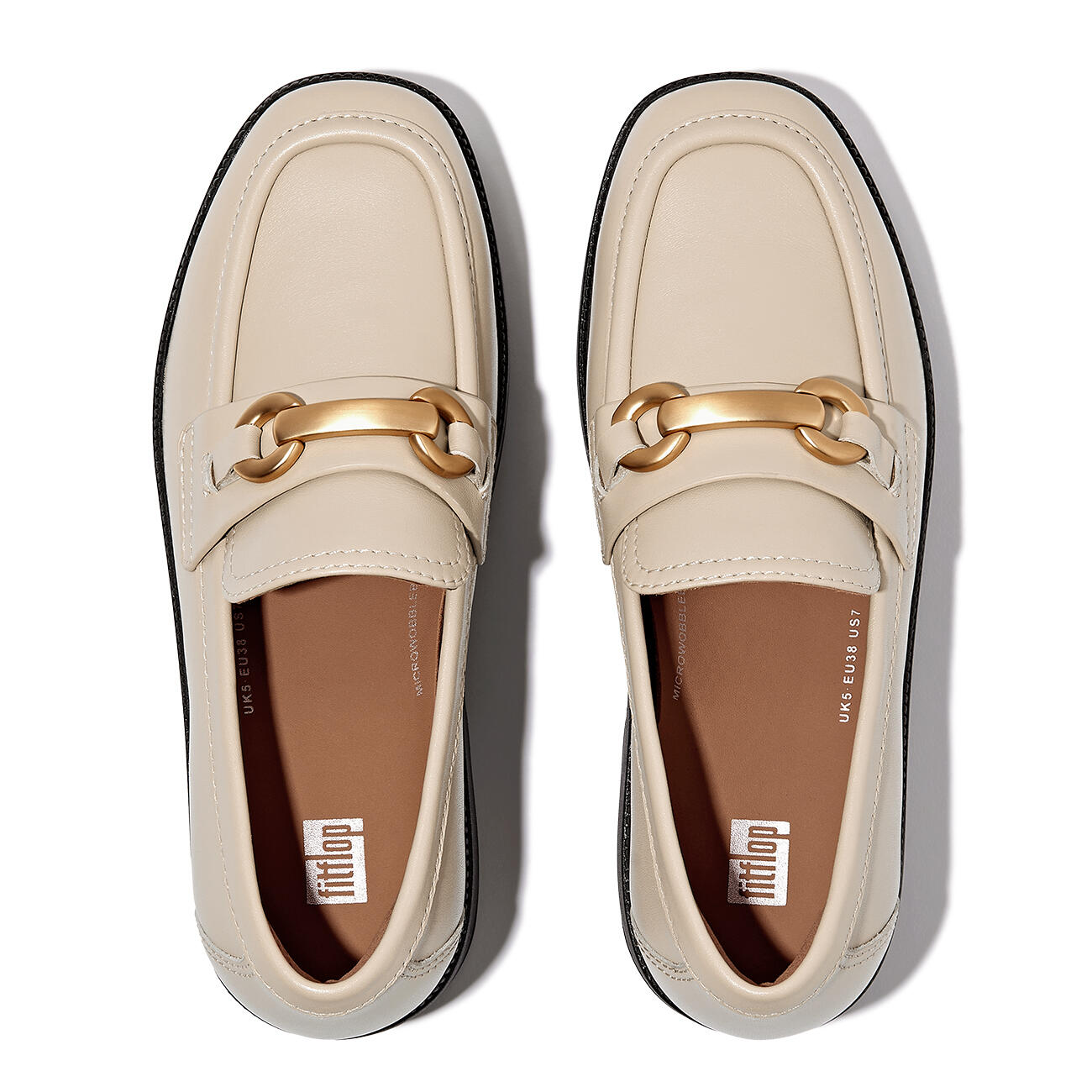 Mocassins FitFlop F-Luma cuir demi-compensé 5/7