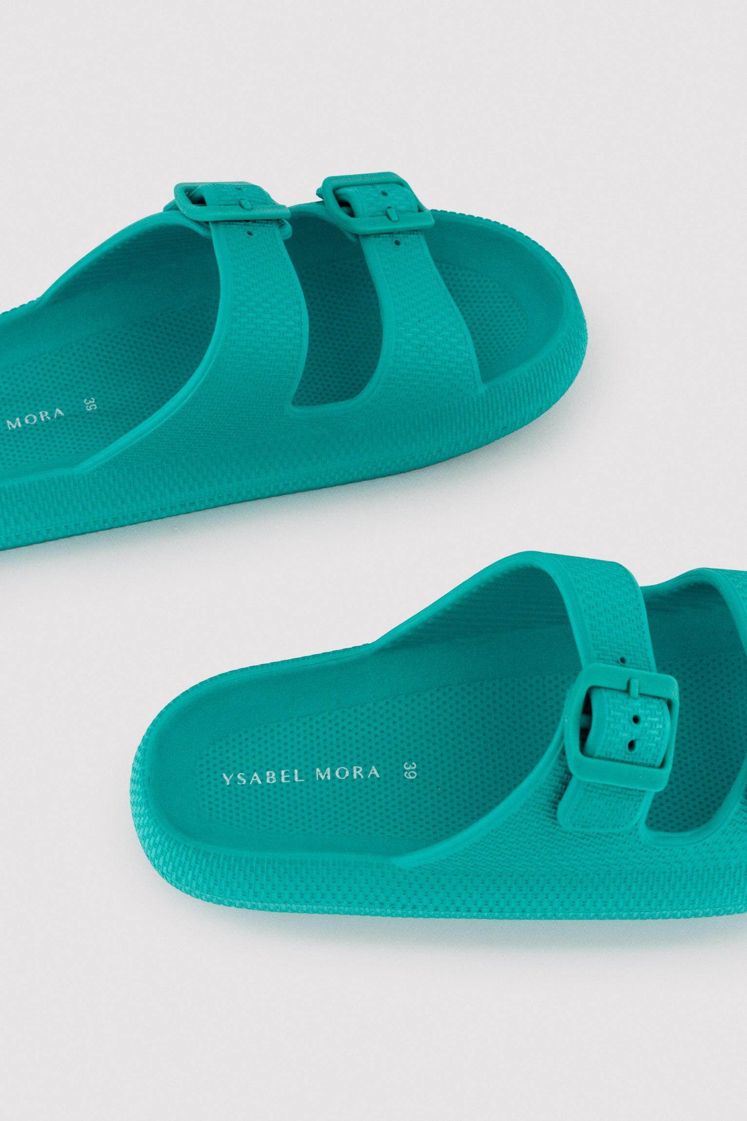 Chanclas de playa hebillas antideslizantes extra comfort turquesa 3/3