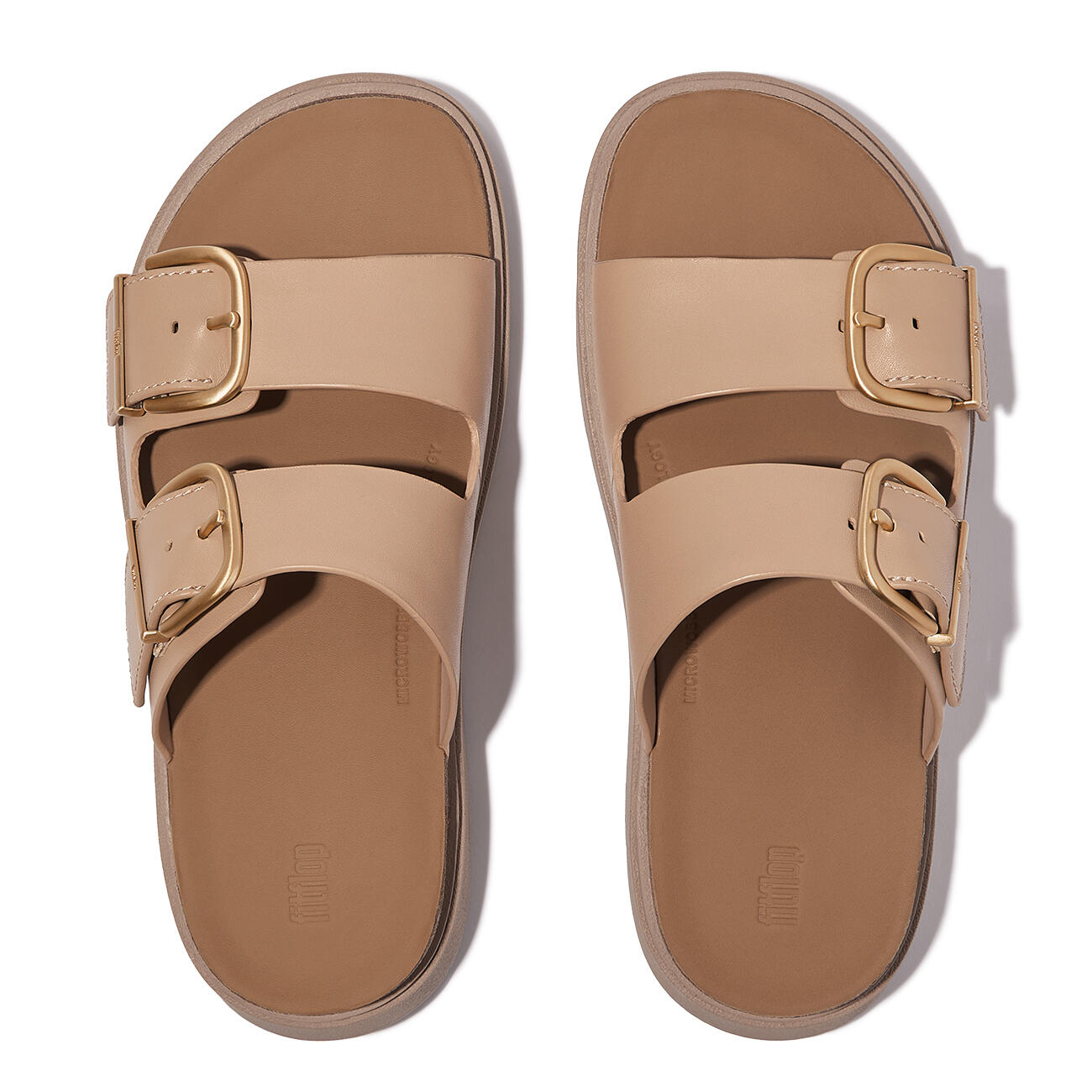 FITFLOP FitFlop Gen-FF Buckle Two-Bar Leather Slides  KLASSIEK BEIGE 42 5/7