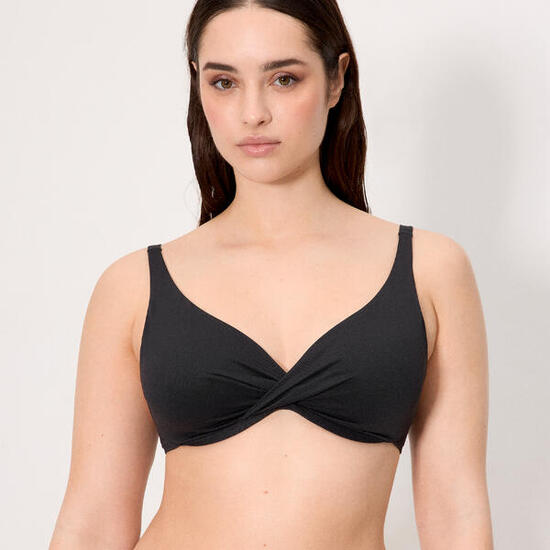 Top bikini reductor micropiqué negro copa C