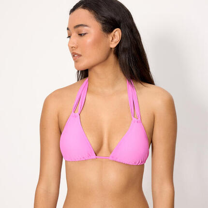Top bikini triángulo rosa copa B