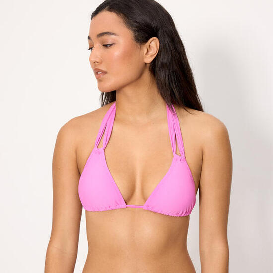 Top bikini triángulo rosa copa B
