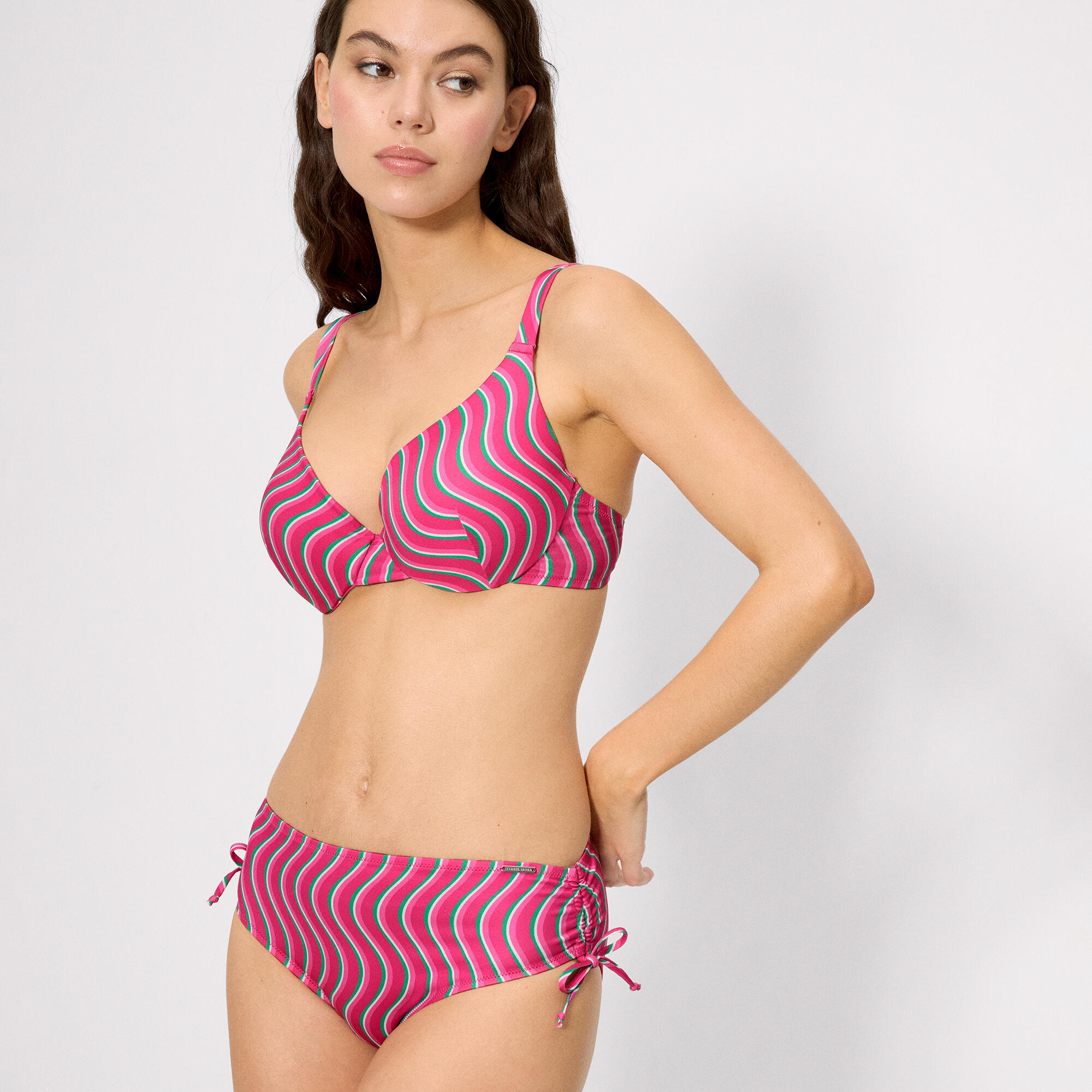 Braga bikini midi estampado ondas 3/4