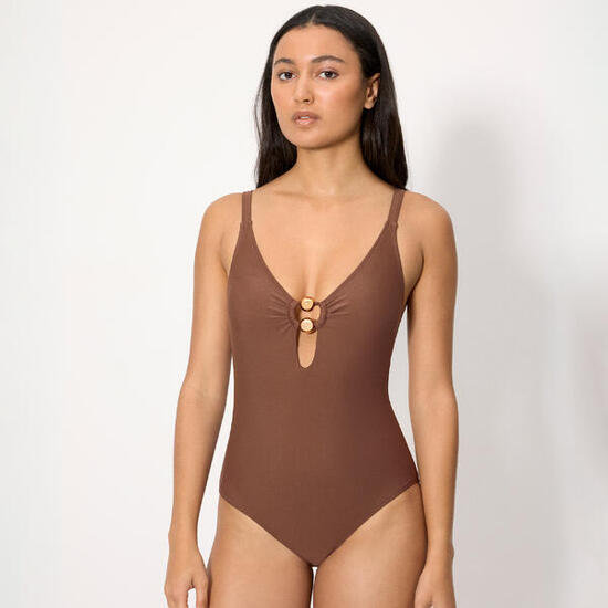 Maillot de bain gainant marron, bonnet B