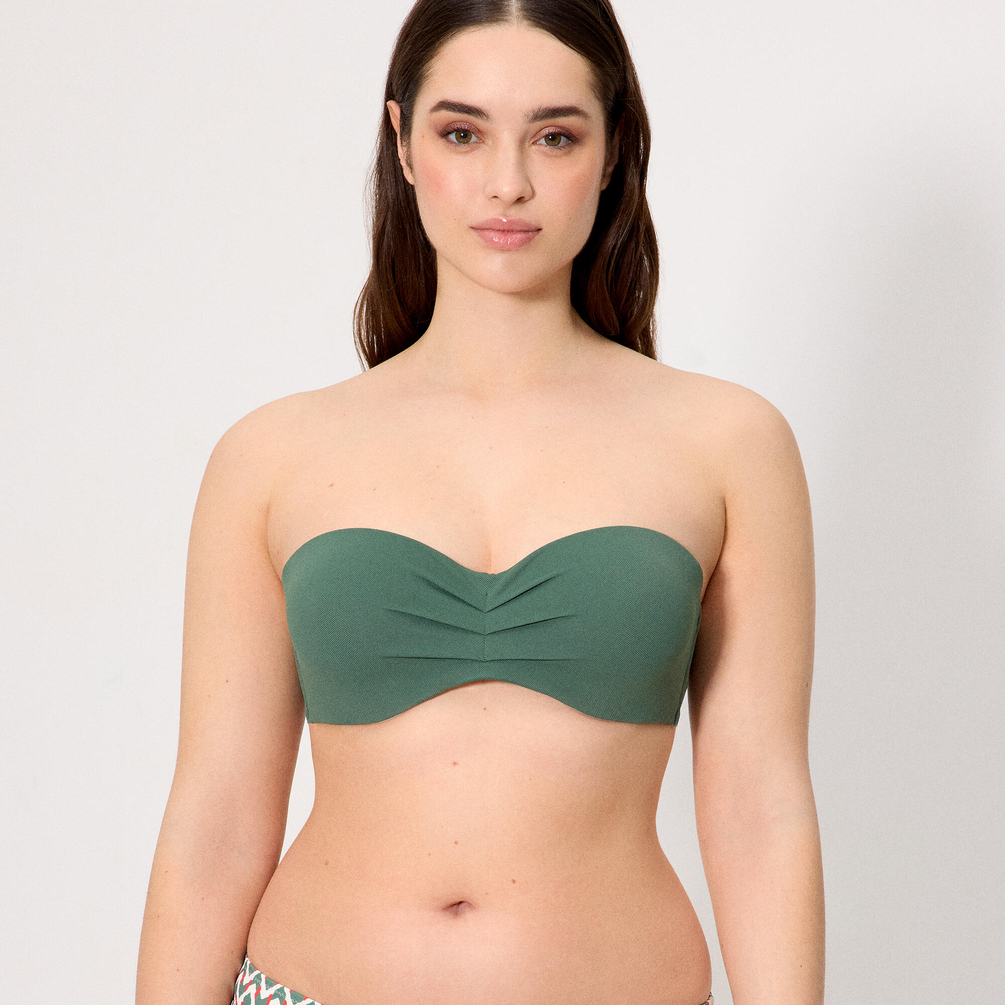 Braga bikini micropiqué estampada verde botella 5/5