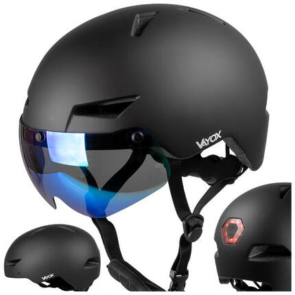 Kask na rower rolki hulajnogę Vayox Street VA0423 z szybką i lampką LED 55-58cm
