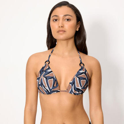 Haut de bikini triangle push-up imprimé, bonnet B