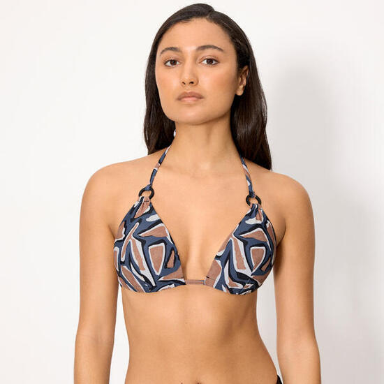 Haut de bikini triangle push-up imprimé, bonnet B