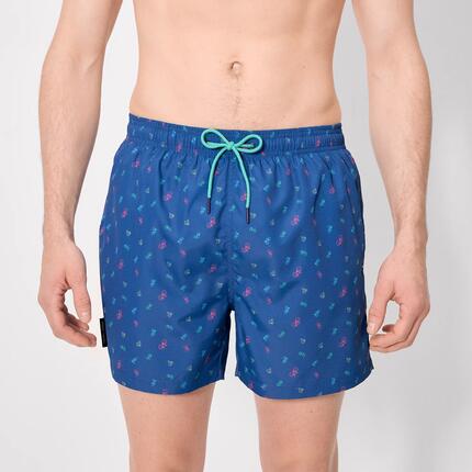 Bañador medio estampado bicicletas azul