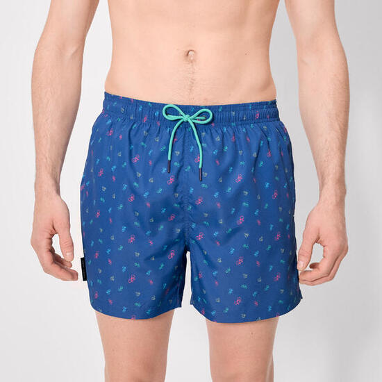 Bañador medio estampado bicicletas azul