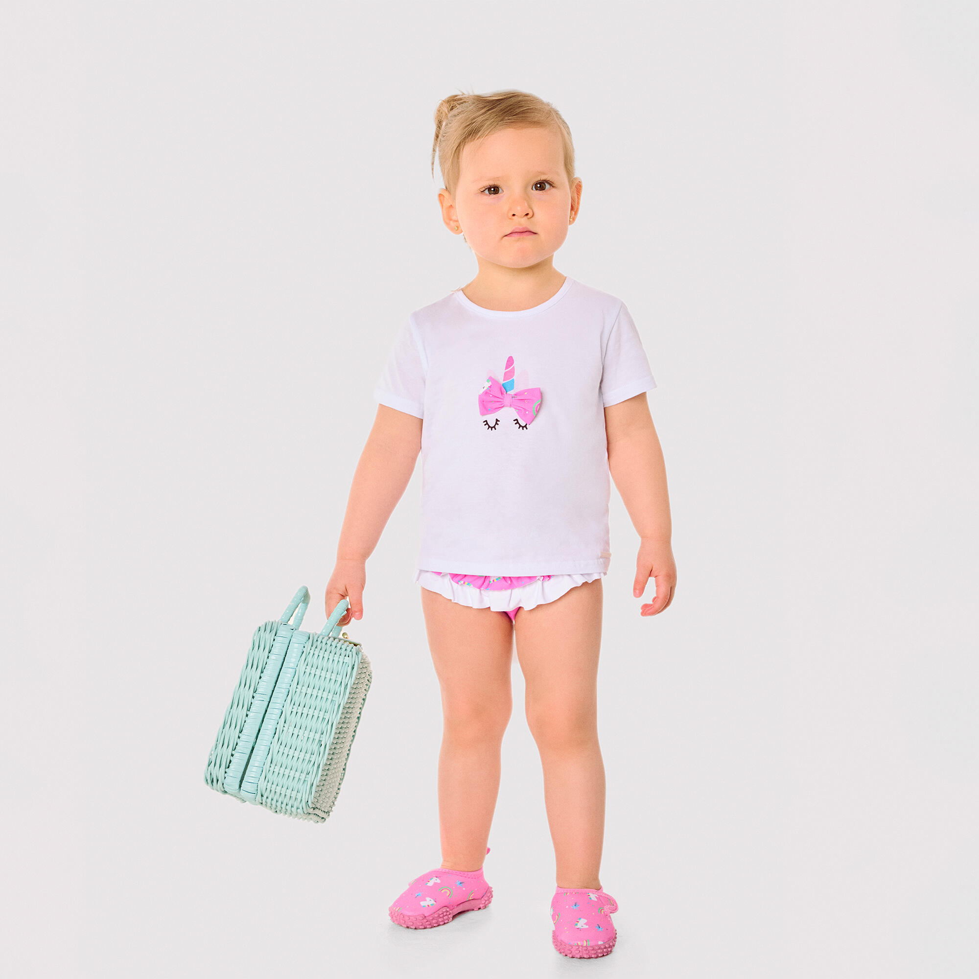 Ensemble bébé : t-shirt et bloomer à volants et nœuds, imprimé floral 6/6