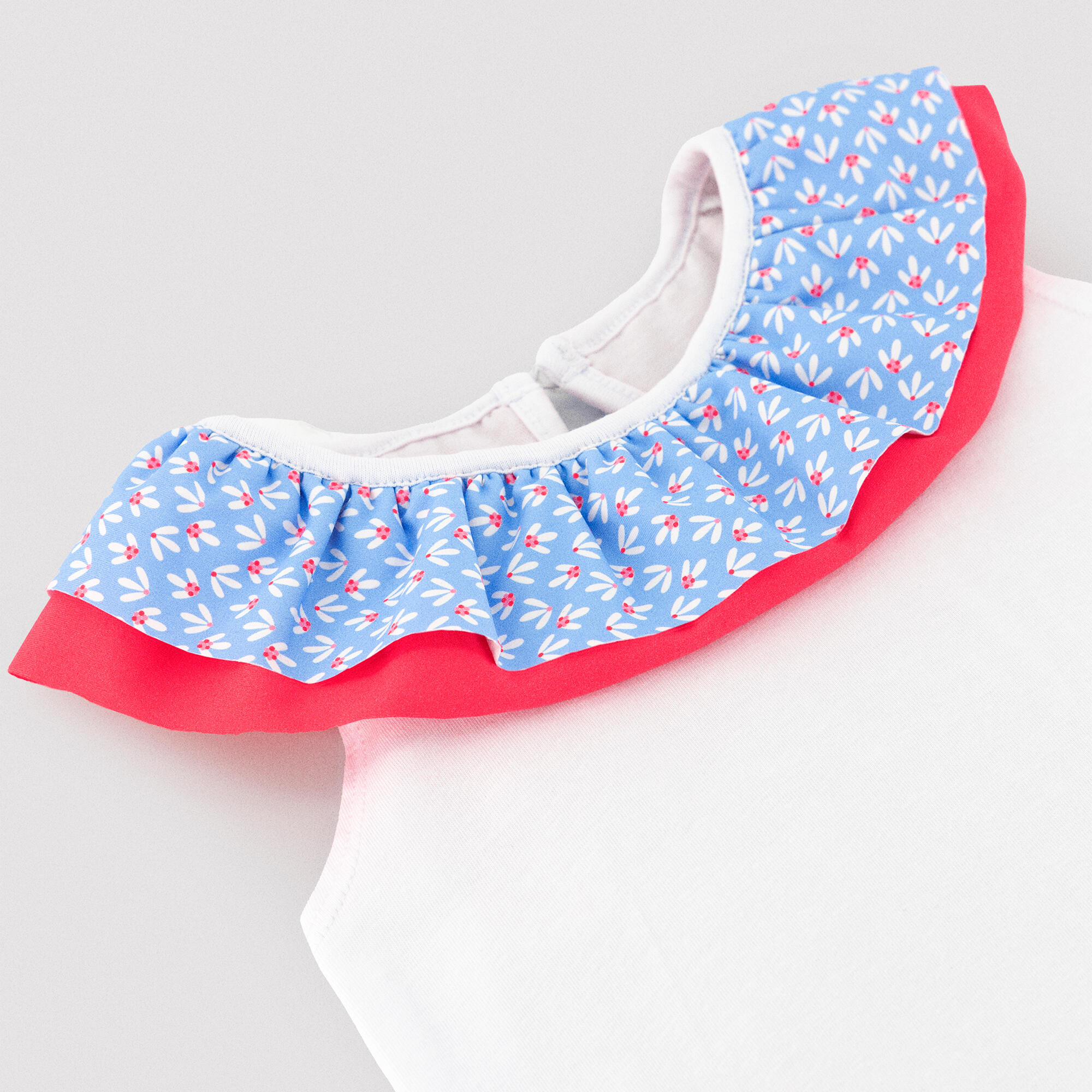 Ensemble bébé : t-shirt et bloomer à volants et nœuds, imprimé floral 3/6