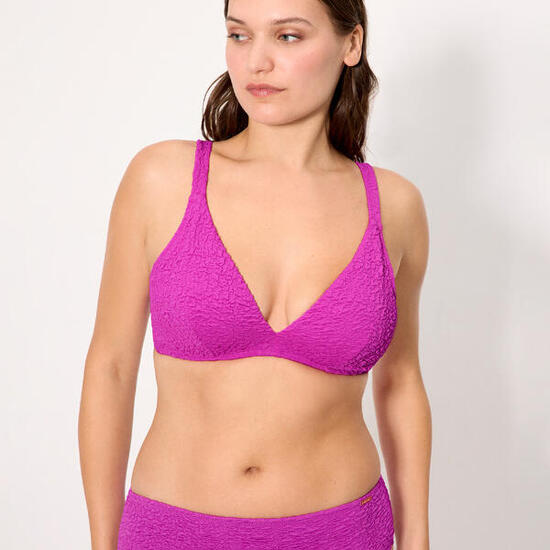 Top bikini reductor con textura lila copa D