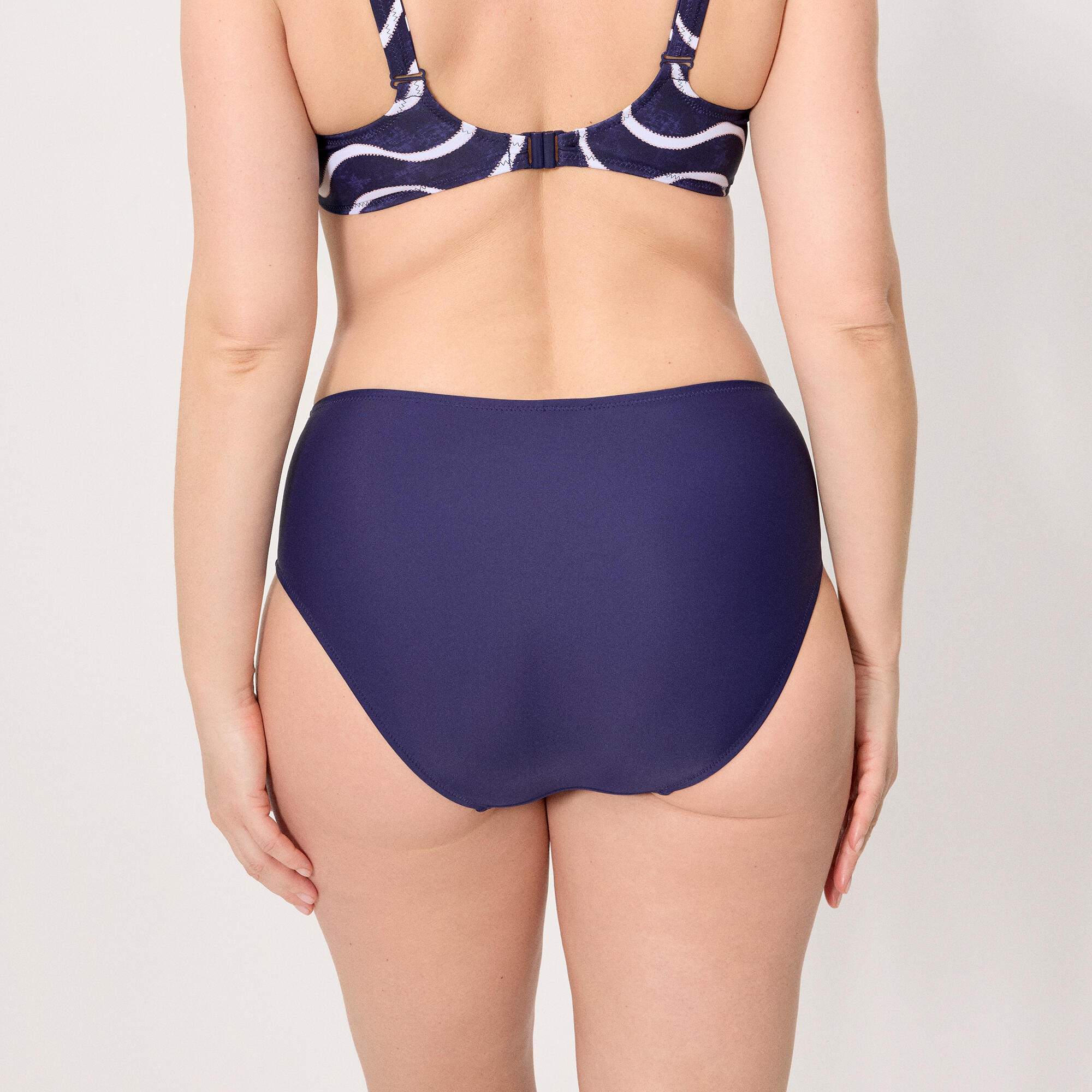 Bas de bikini taille haute à imprimé vagues marines 3/5