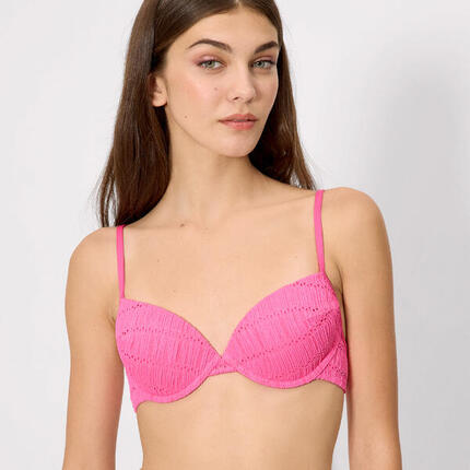 Top bikini textura rosa copa B