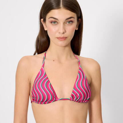 Top bikini triángulo estampado ondas copa B