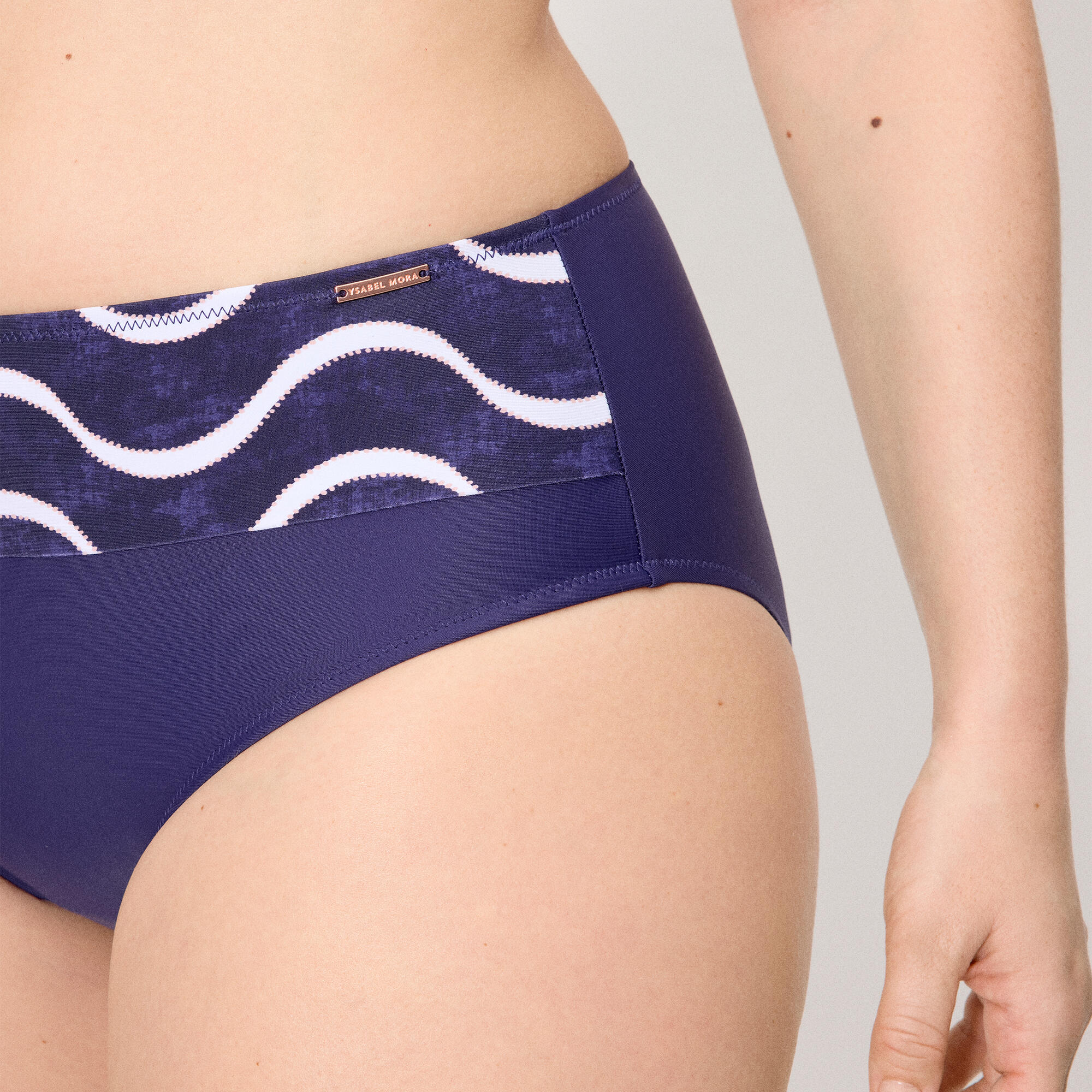 Bas de bikini taille haute à imprimé vagues marines 5/5