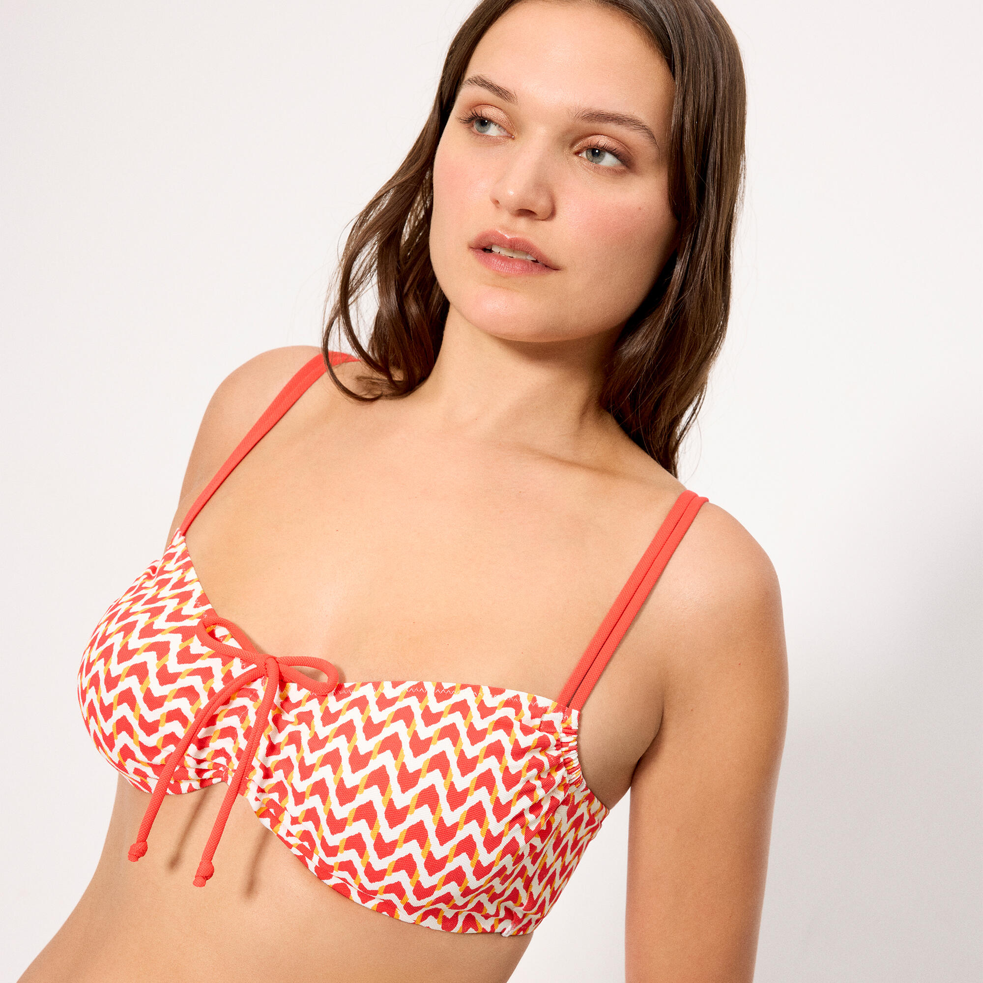 Haut de bikini amincissant en micropiqué imprimé corail, bonnet D 4/7