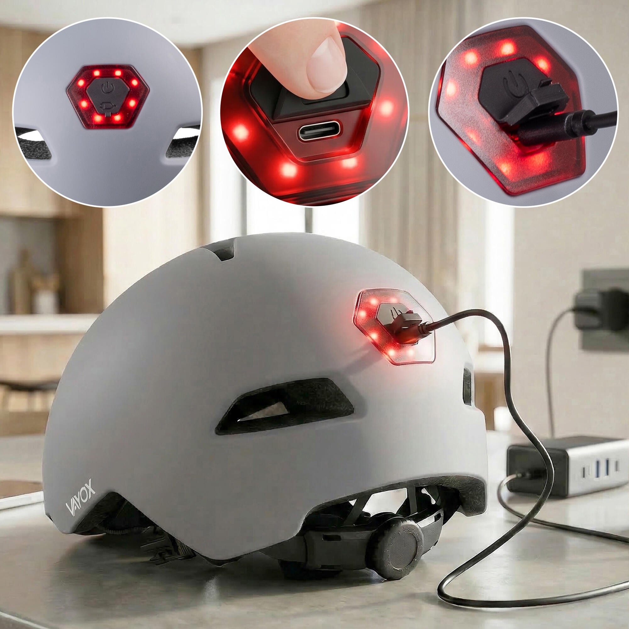 Casco per bici pattini Vayox Street VA0423 con visiera e luce LED 55-58cm 4/7