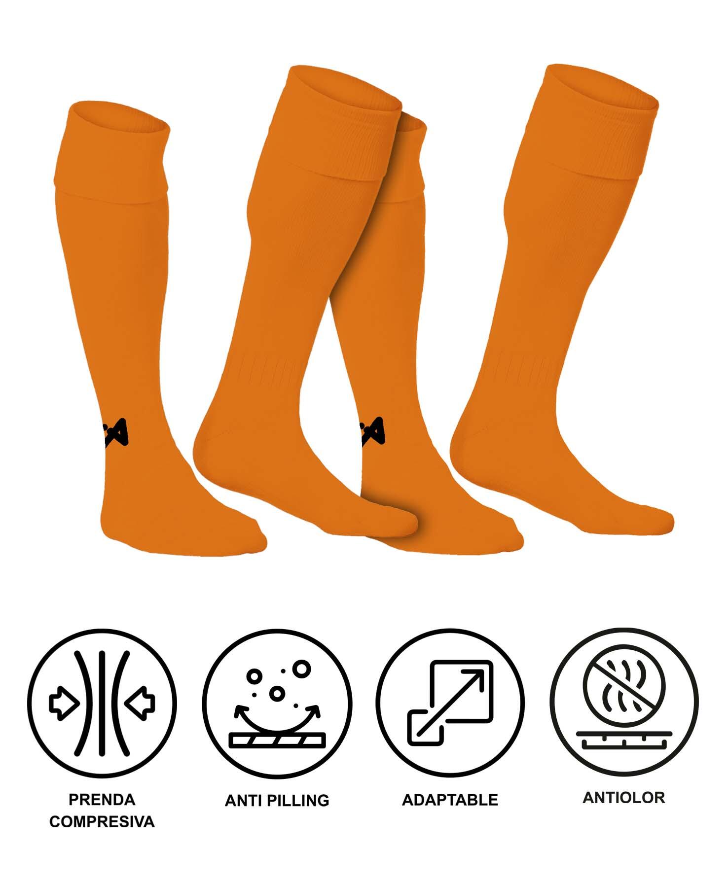 Pack 2 pares de Medias de Fútbol Asioka Soccer Naranja Anti-pilling 6/6