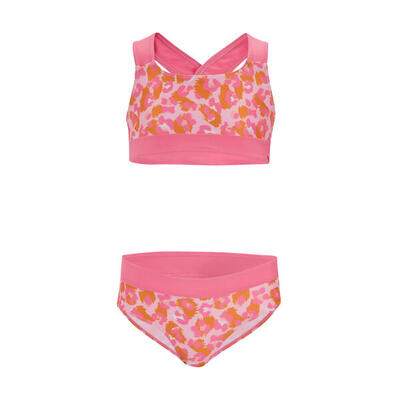 Meisjes dakaria iii luipaardprint bikini set (sinaasappelschil/roze limonade)