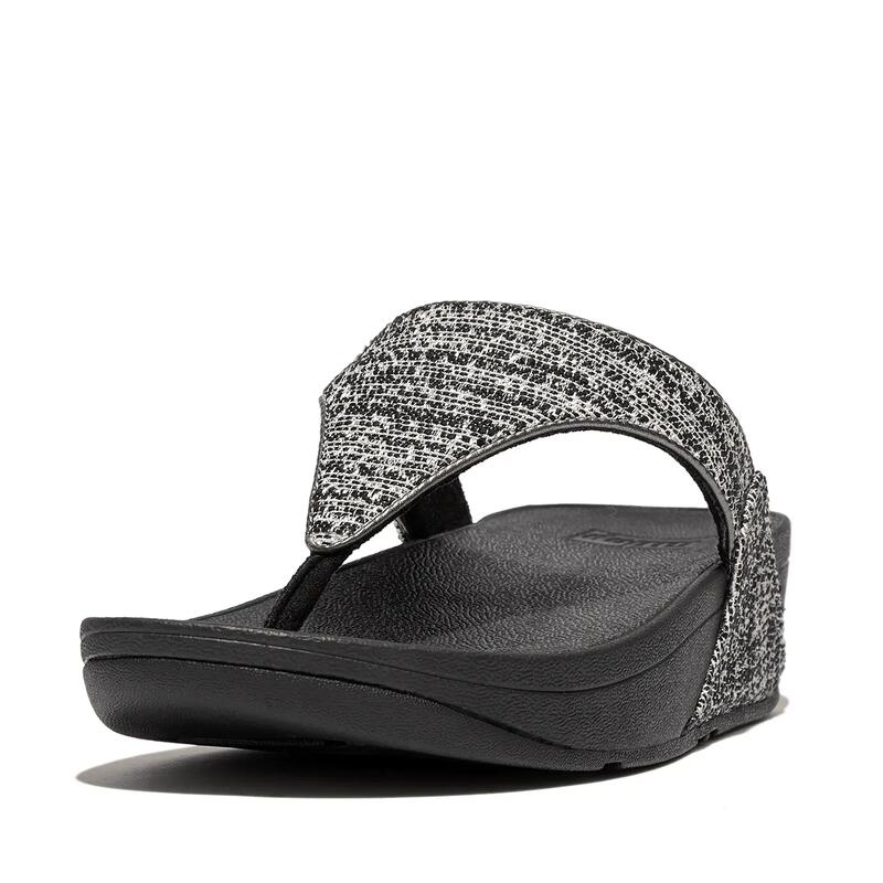 FITFLOP Lulu Shimmerweave Toepost Sandalen/Slippers  ZWART MIX 39