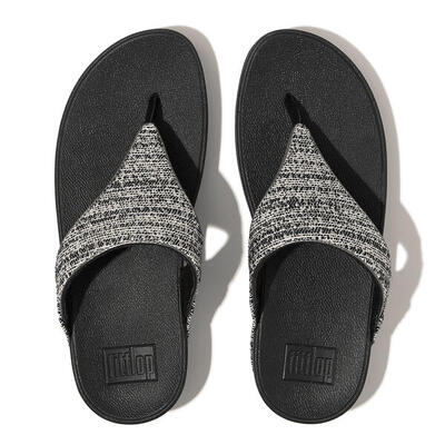 Fitflop lulu shimmerweave toepost sandalen/slippers zwart mix 38
