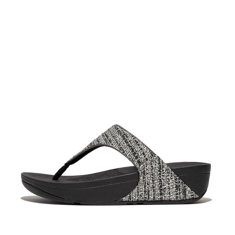 FITFLOP Lulu Shimmerweave Toepost Sandalen/Slippers  ZWART MIX 39