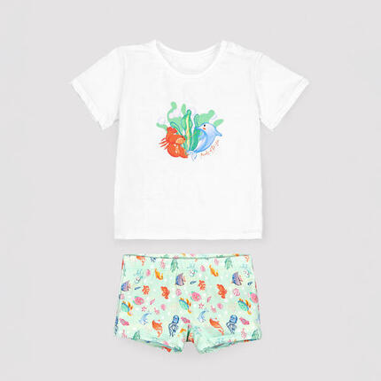 Ensemble bébé : T-shirt et caleçon à imprimé animaux marins