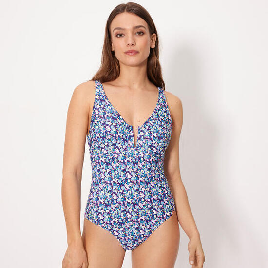 Maillot de bain gainant bleu Liberty, bonnet B