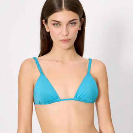 Top bikini triángulo con brillo azul copa B