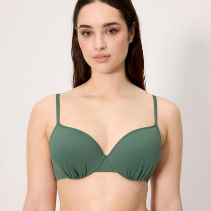 Top bikini micropiqué verde botella copa C