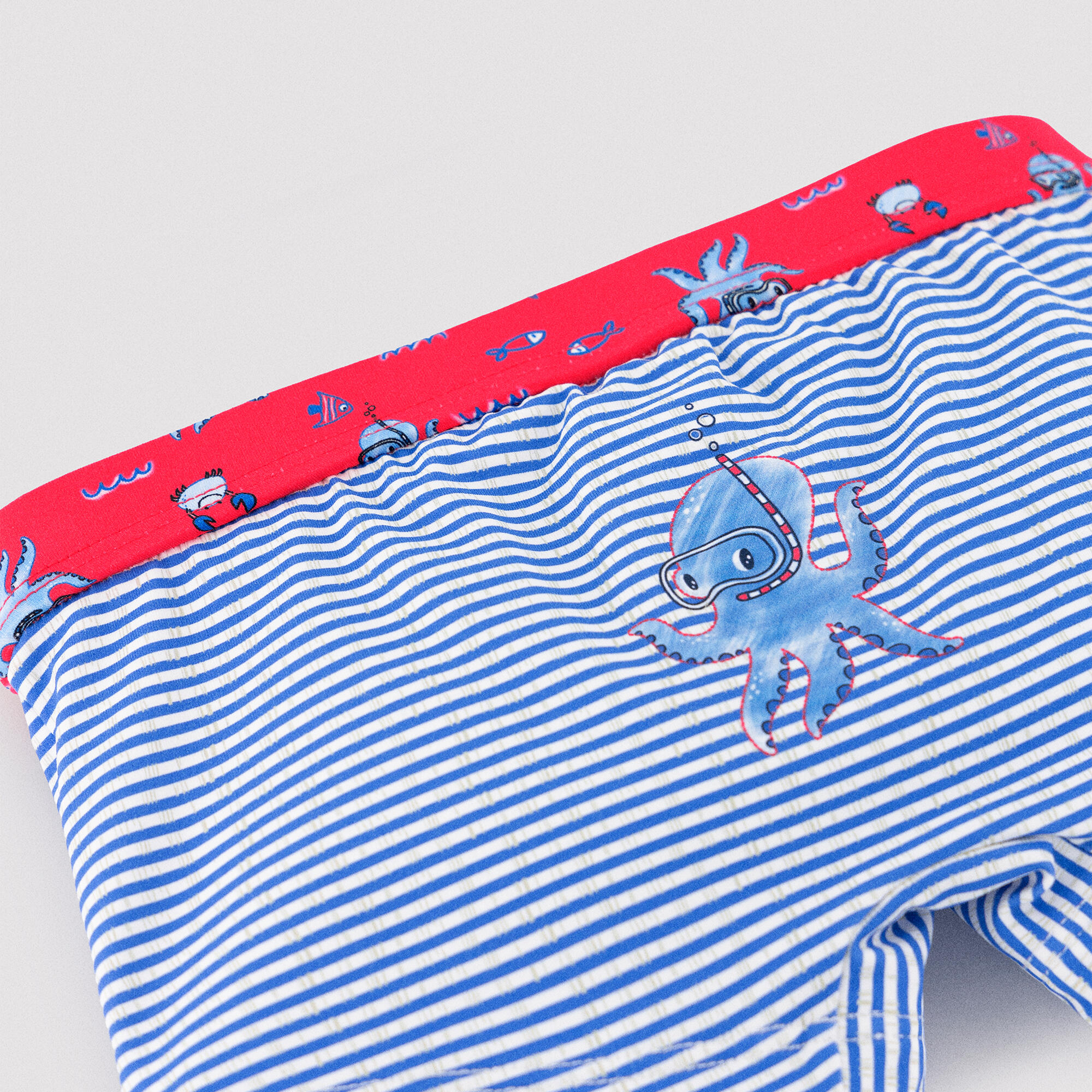 Bañador bóxer estampado pulpos y rayas 3/4