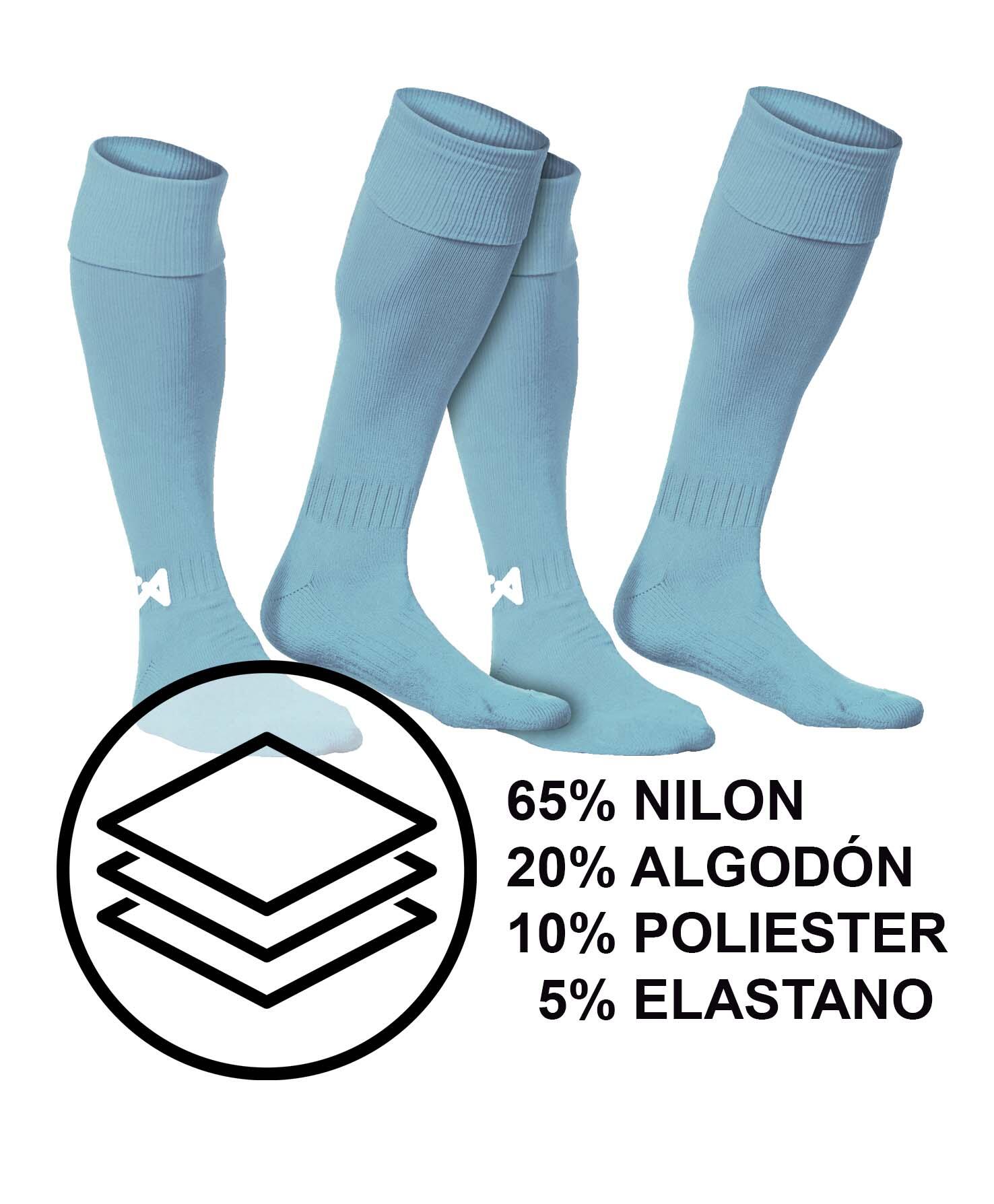 Embalagem de 2 pares de meias de futebol Asioka Soccer azul-claro anti-borboto. 5/6