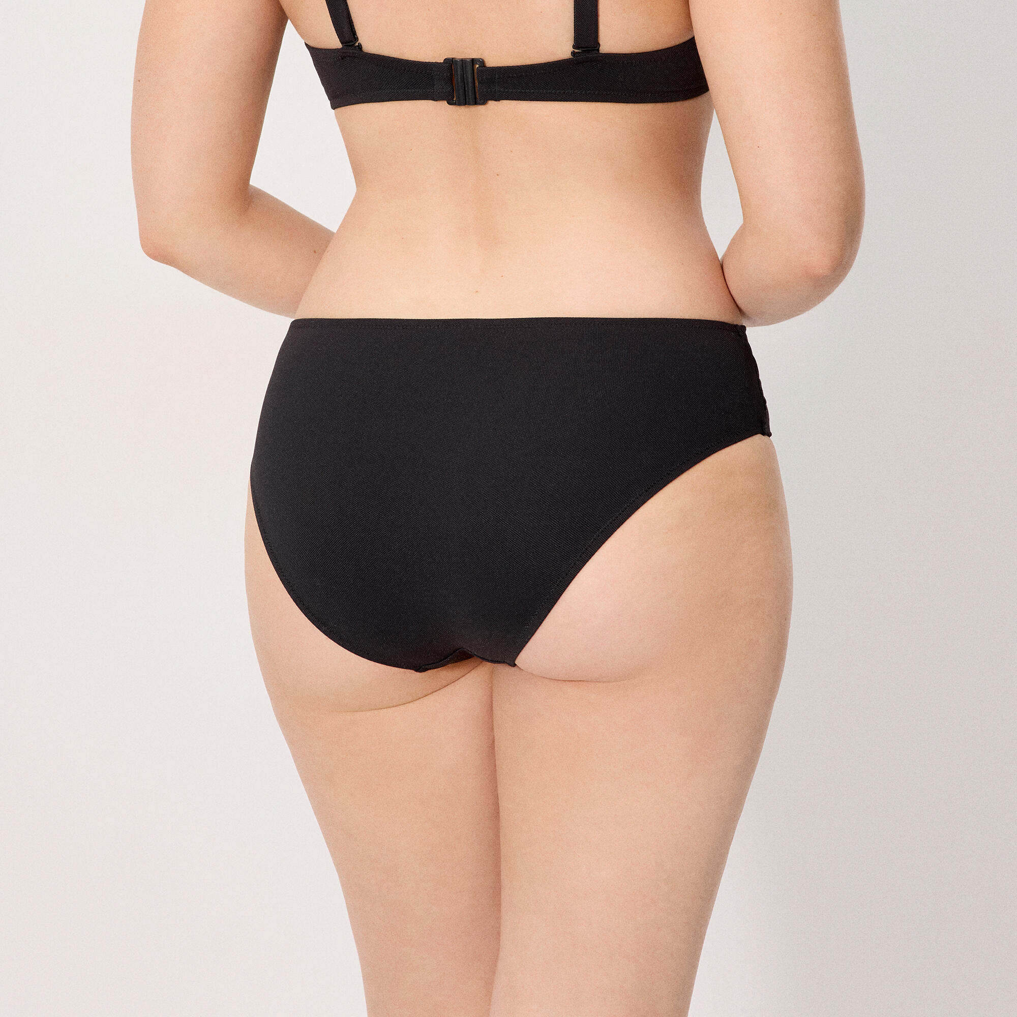 Culotte de bikini midi en micropiqué noir 2/4