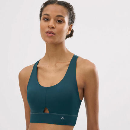 Soutien-gorge de sport compressif avec découpes vert bouteille