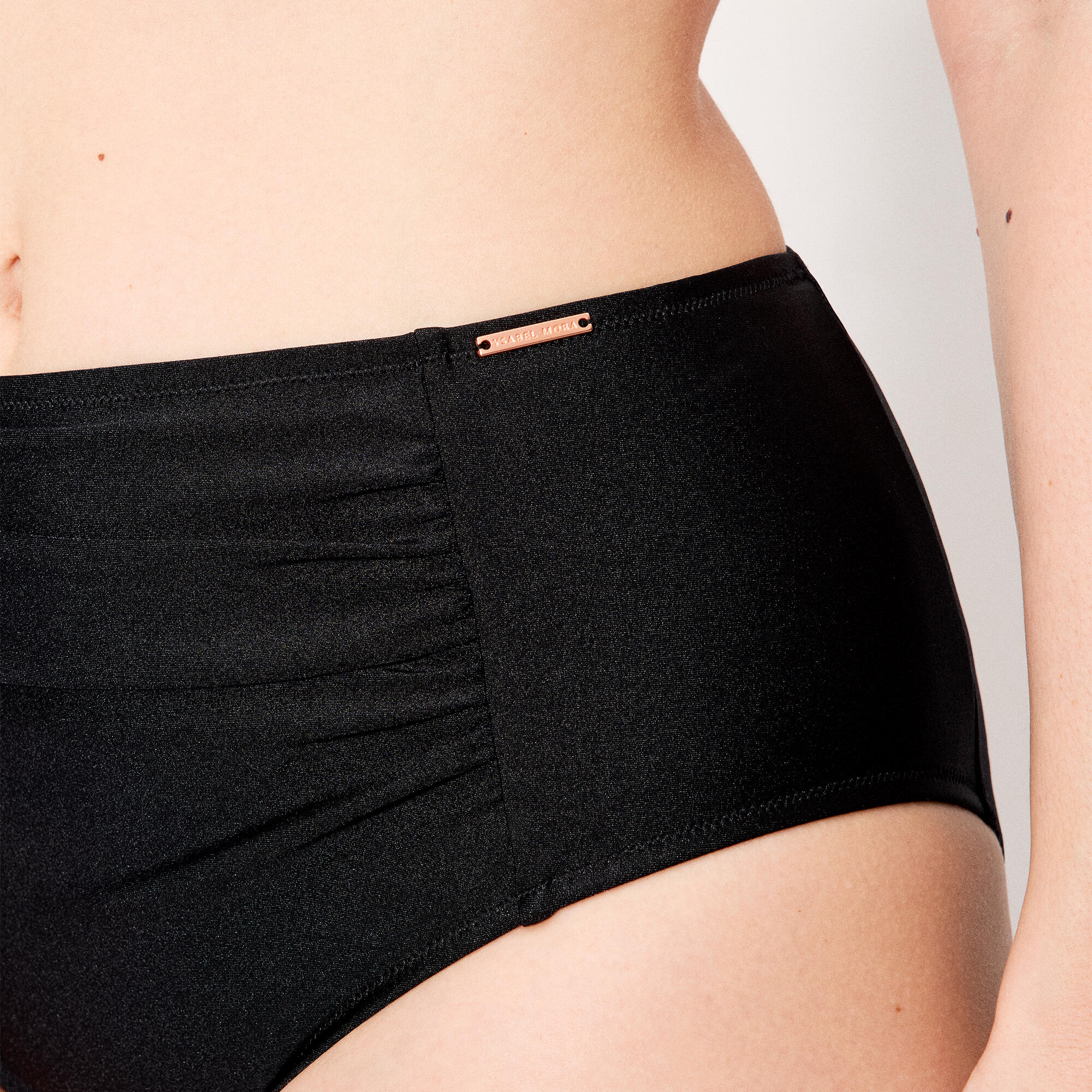 Bas de bikini taille haute amincissant à paillettes noires 4/4